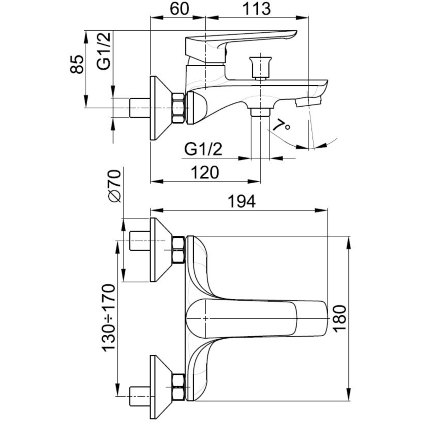 KFA Armatura 5024-010-00 - Kran till badkar TANZANIT skinande krom