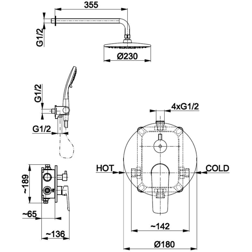 KFA Armatura 5029-501-00 - Duschset med dold kran TANZANIT skinande krom