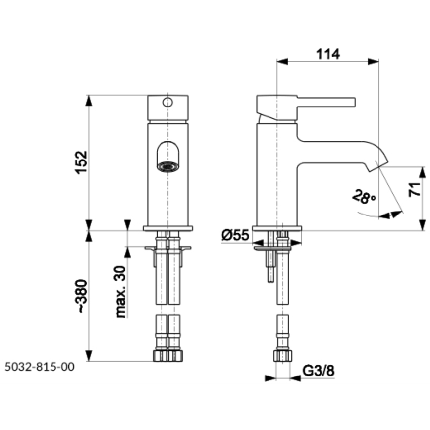KFA Armatura 5032-815-31 - Kran till handfat + avlopp med bräddavlopp MOZA 15,2 cm mark guld