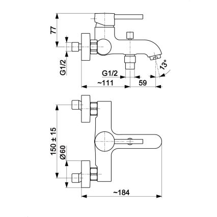 KFA Armatura 5034-010-00 - Kran till badkar MOZA skinande krom