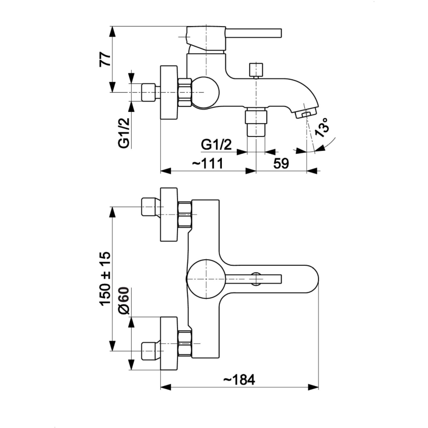 KFA Armatura 5034-010-00 - Kran till badkar MOZA skinande krom