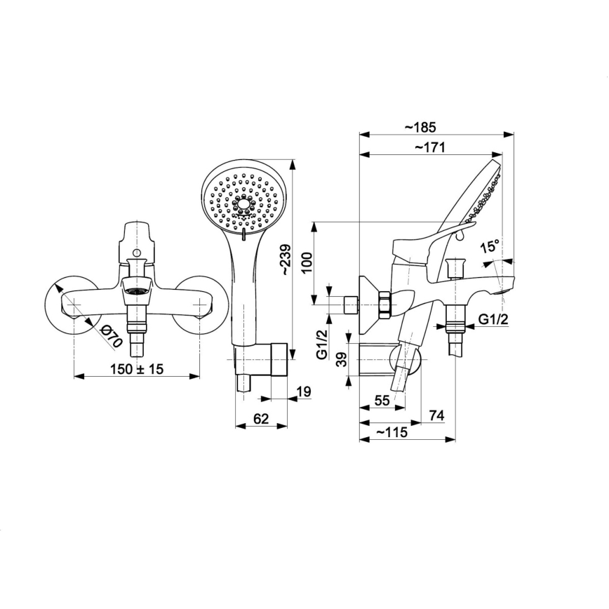 KFA Armatura 5244-510-00 - Badkarsset med kran MORRIS skinande krom