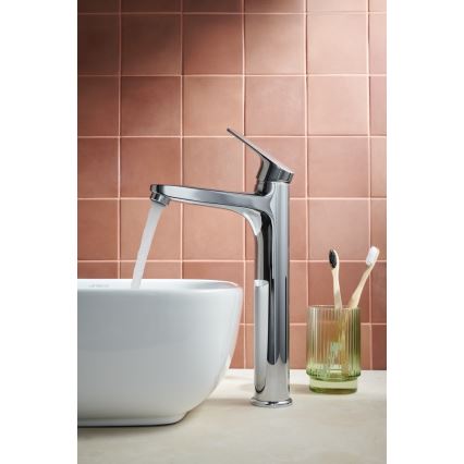 KFA Armatura 5552-712-00 - Kran till handfat + avlopp med bräddavlopp OTAVA 30,2 cm skinande krom
