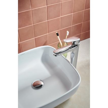 KFA Armatura 5552-712-00 - Kran till handfat + avlopp med bräddavlopp OTAVA 30,2 cm skinande krom