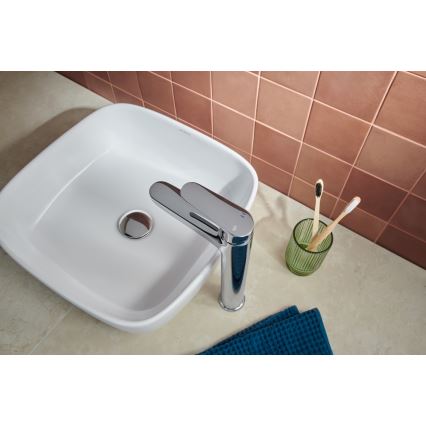 KFA Armatura 5552-712-00 - Kran till handfat + avlopp med bräddavlopp OTAVA 30,2 cm skinande krom