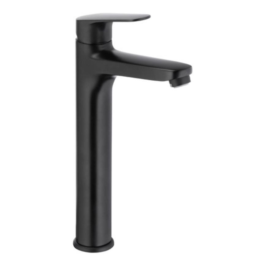KFA Armatura 5552-712-81 - Kran till handfat + avlopp med bräddavlopp OTAVA 30,2 cm matt svart