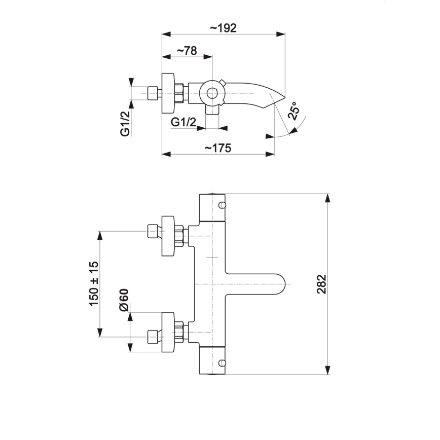 KFA Armatura 5734-010-00 - Termostatisk Badkran MOZA skinande krom