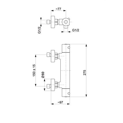 KFA Armatura 5736-010-81 - Termostatisk duschkran MOZA matt svart