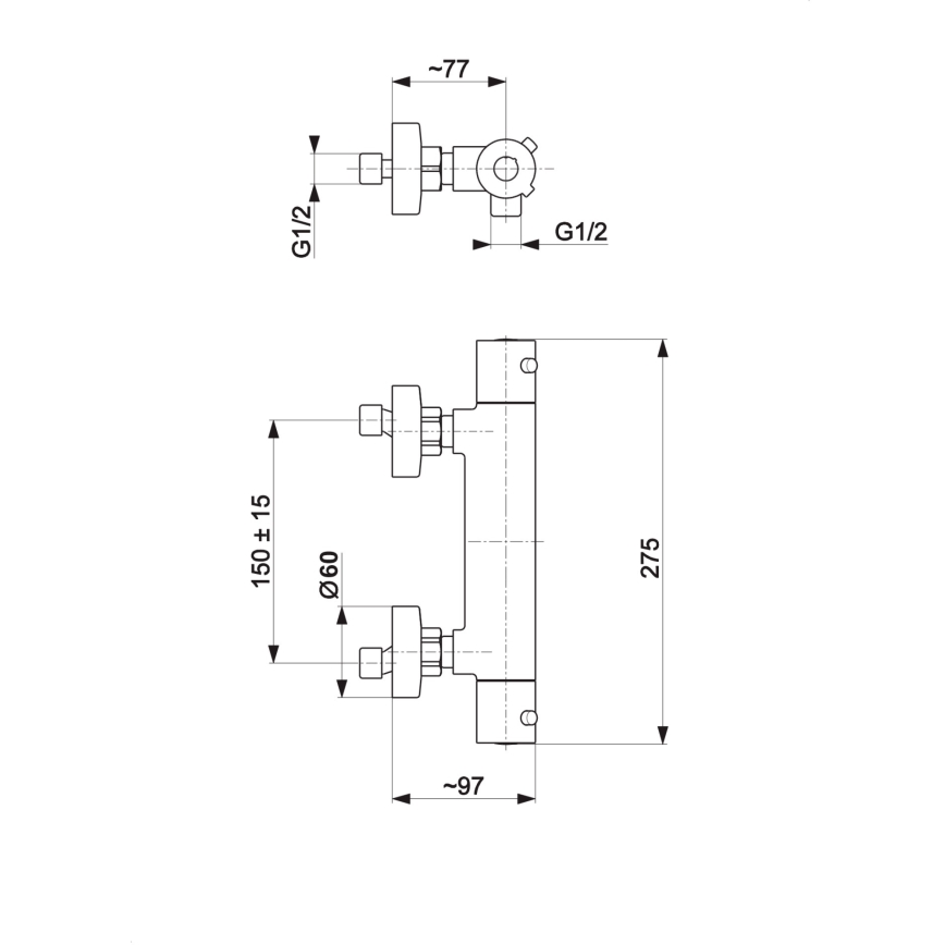 KFA Armatura 5736-010-81 - Termostatisk duschkran MOZA matt svart