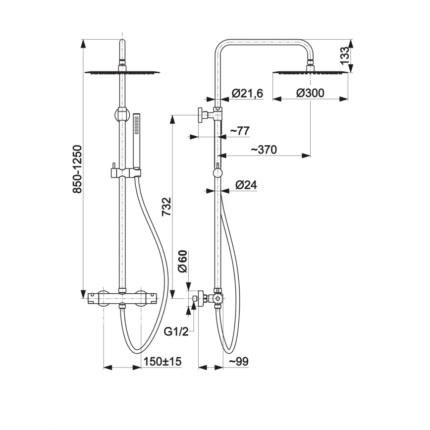 KFA Armatura 5736-920-00 - Dusch set med termostatkran MOZA skinande krom