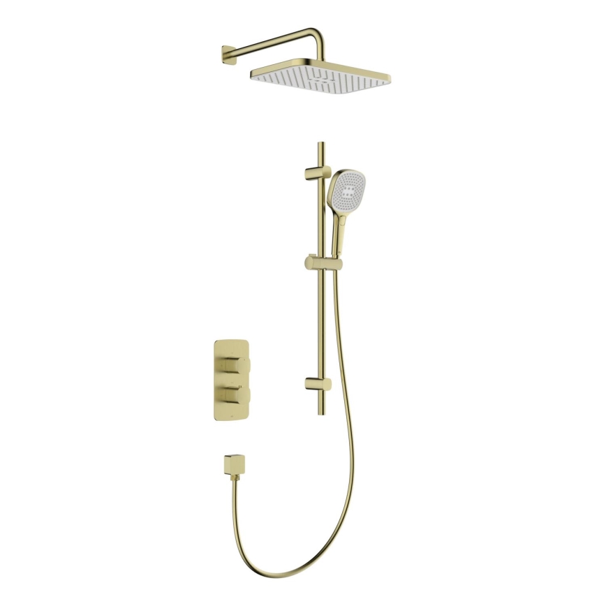 KFA Armatura 5759-301-31 - Duschset med termostatisk inbyggnadsblandare MALAGA i borstad guldfinish