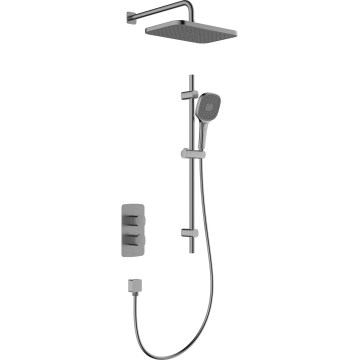 KFA Armatura 5759-301-61 - Duschset med termostatisk inbyggnadsblandare MALAGA, metallicgrå