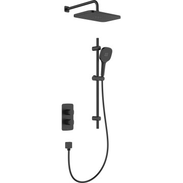 KFA Armatura 5759-301-81 - Duschset med termostatisk inbyggnadsblandare MALAGA svart
