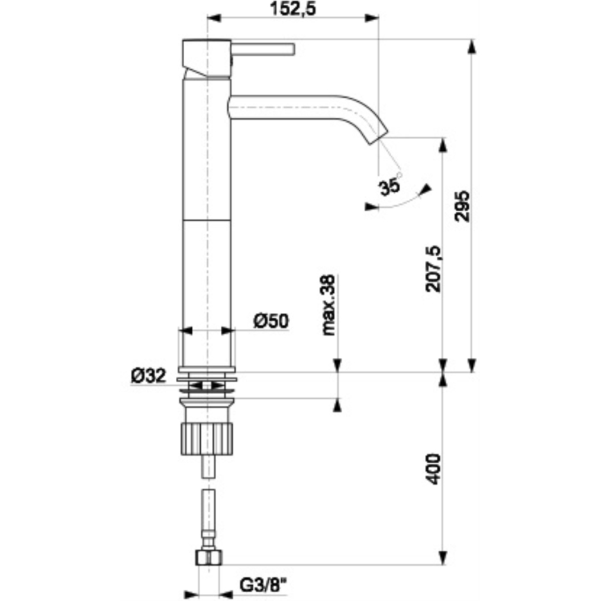 KFA Armatura 5822-612-81 - Kran till handfat NEDA 29,5 cm mässing/matt svart
