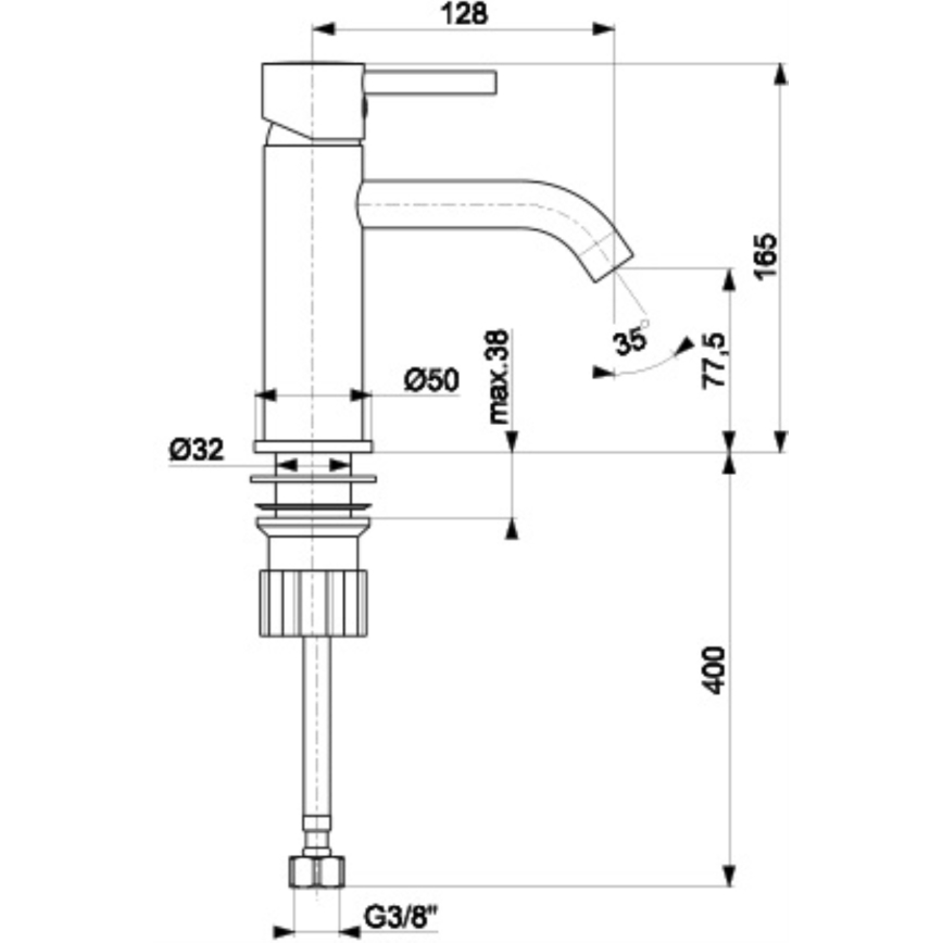 KFA Armatura 5822-815-81 - Kran till handfat + avlopp NEDA 16,5 cm mässing/matt svart