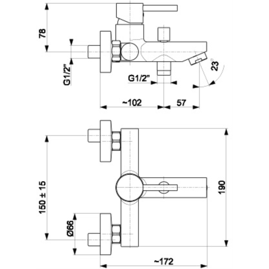 KFA Armatura 5824-010-00 - Kran till badkar NEDA skinande krom