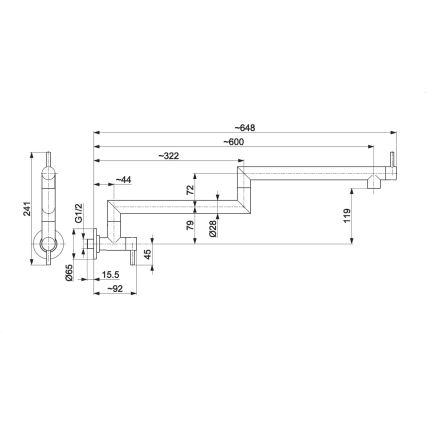 KFA Armatura 6623-030-81 - DUERO POT FILLER köksblandare med svängbar arm i rostfritt stål/matt svart