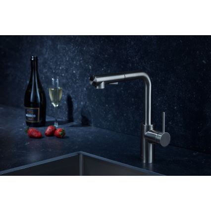 KFA Armatura 6623-110-22 - Tvättställsblandare med utdragbar spruta DUERO BASIC rostfri