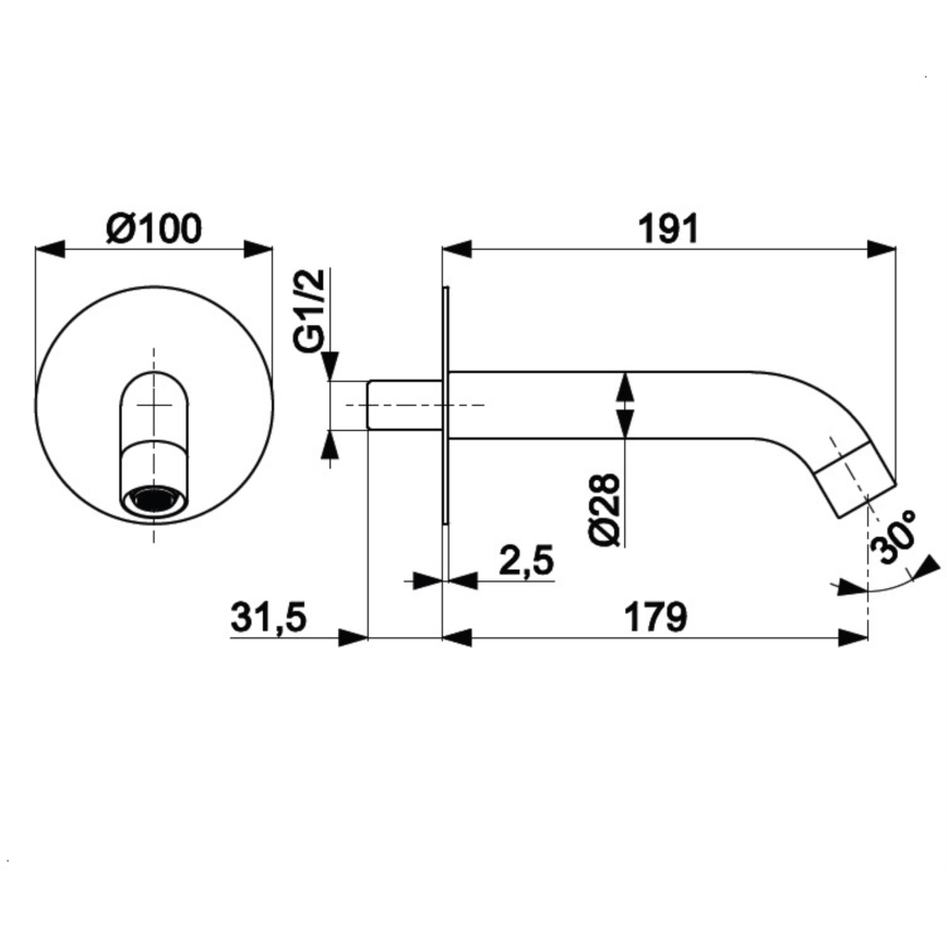 KFA Armatura 836-004-00 - Pip för inbyggd montering MOZA skinande krom