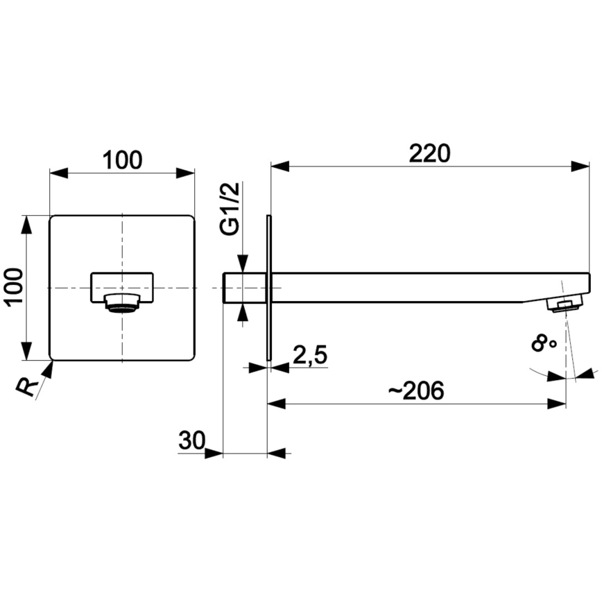 KFA Armatura 836-005-00- Pip för inbyggd montering LOGON skinande krom