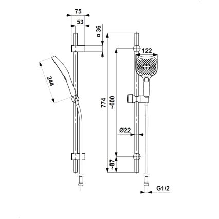 KFA Armatura 841-352-81 - Duschset MALAGA svart