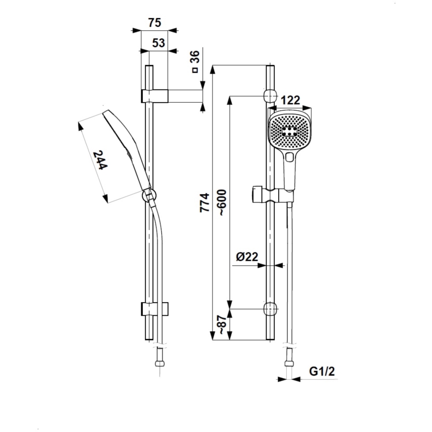 KFA Armatura 841-352-81 - Duschset MALAGA svart