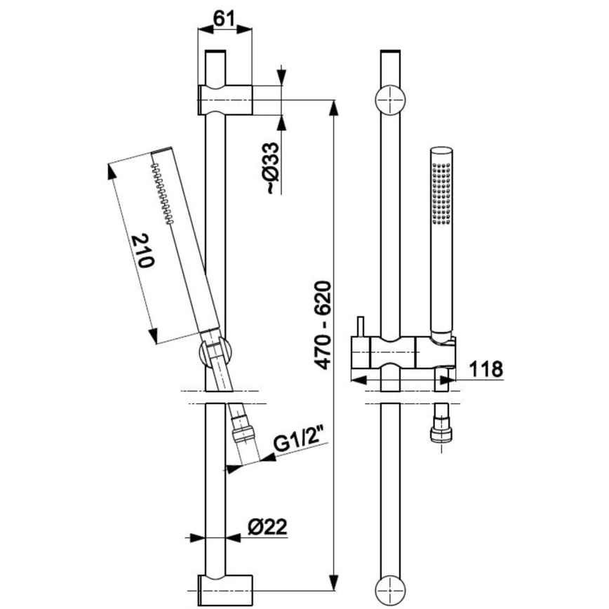 KFA Armatura 841-363-00 - Dusch set MOZA rostfri
