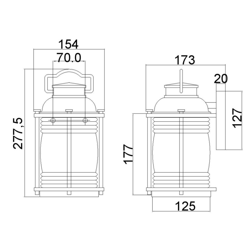 Kichler - Vägglampa för utomhusbruk ASHLAND BAY 1xE27/60W/230V IP44