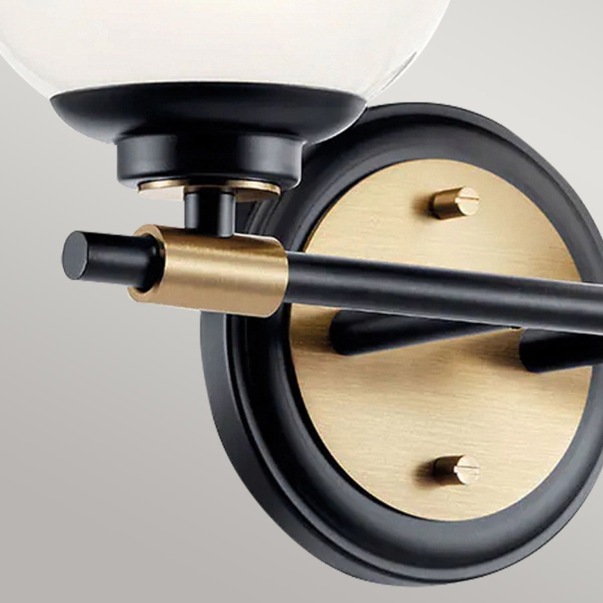 Kichler - LED-badrumsvägglampa BENNO 2xLED/3W/230V svart/guld IP44