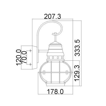 Kichler - Utomhusvägglampa BRIDGE POINT 1xE27/60W/230V IP44 bronsfärgad