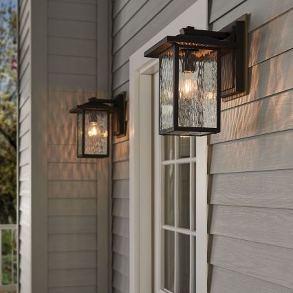 Kichler - Vägglampa för utomhusbruk CAPPANNA 1xE27/60W/230V IP44 svart