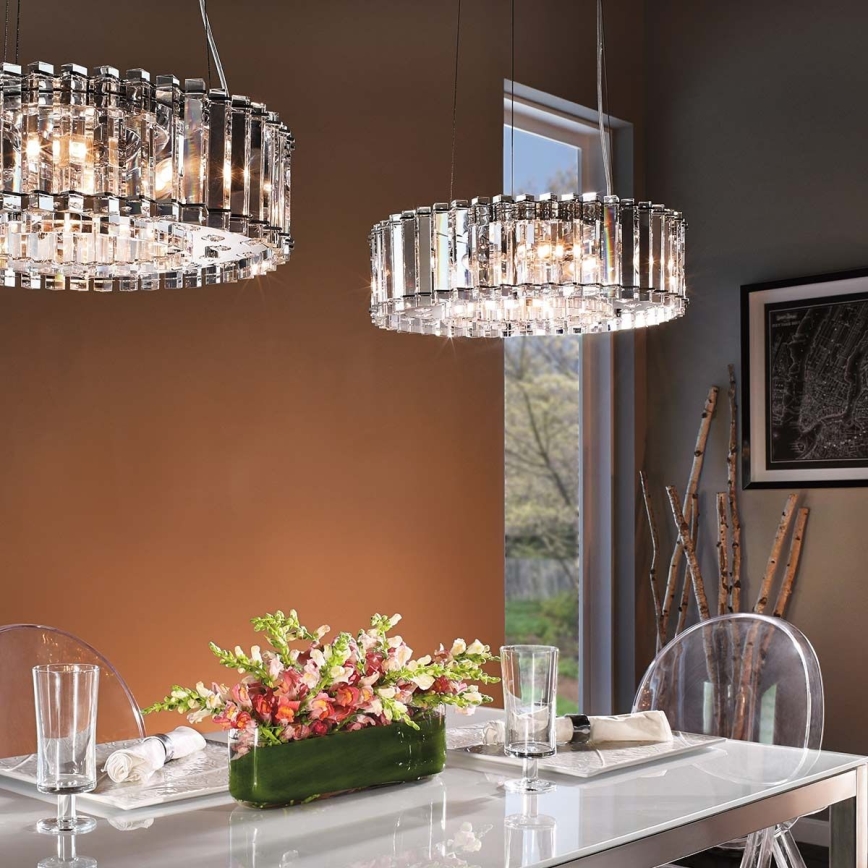 Kichler - LED badrumsljuskrona på textilsladd CRYSTAL SKYE 8xG9/3W/230V IP44