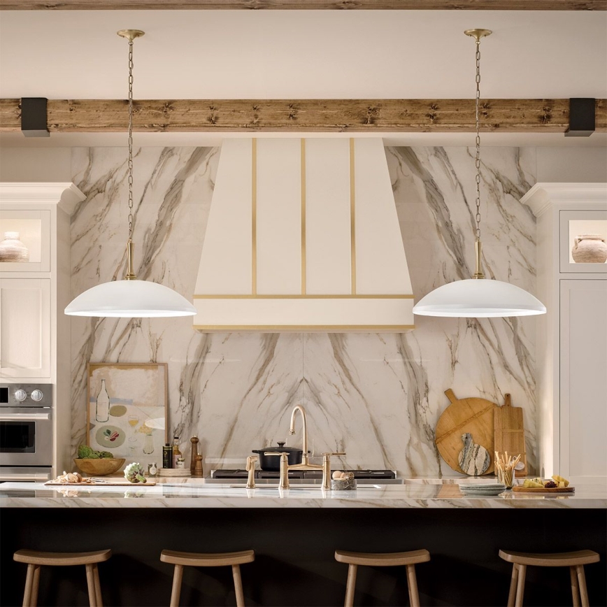 Kichler - Ljuskrona på kedja DELAROSA 1xE27/60W/230V vit/mässing