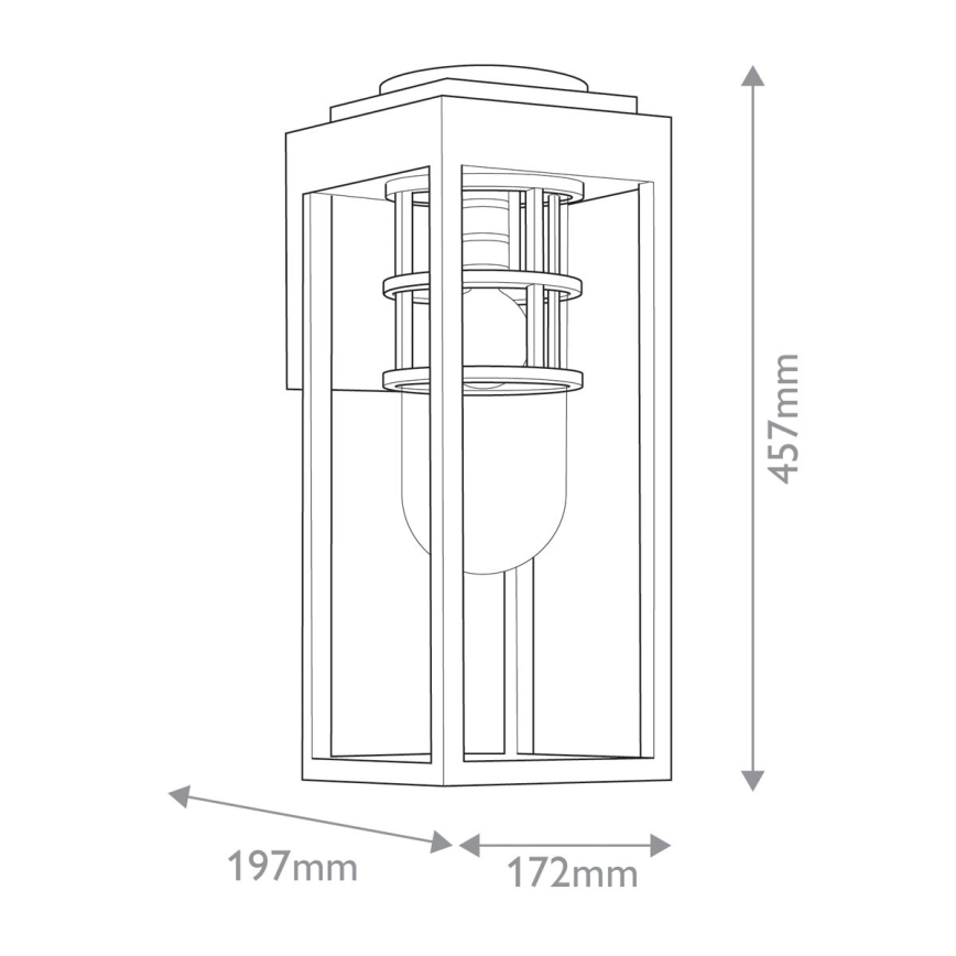 Kichler - Vägglampa för utomhusbruk HONE 1xE27/60W/230V IP44 svart