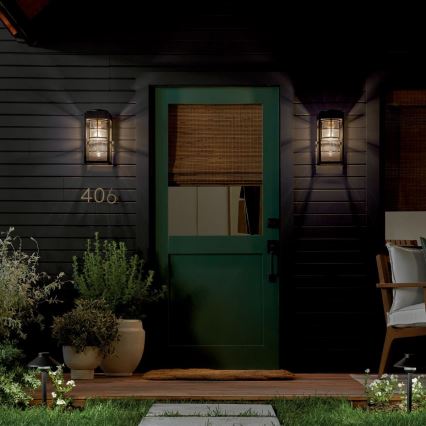 Kichler - Vägglampa för utomhusbruk HONE 1xE27/60W/230V IP44 svart
