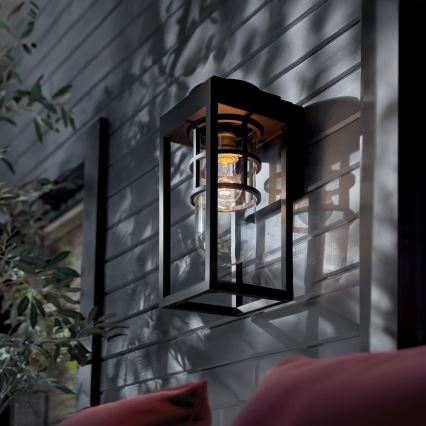 Kichler - Vägglampa för utomhusbruk HONE 1xE27/60W/230V IP44 svart