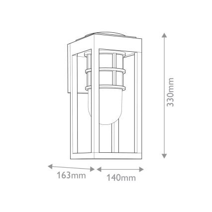Kichler - Vägglampa för utomhusbruk HONE 1xE27/60W/230V IP44 svart
