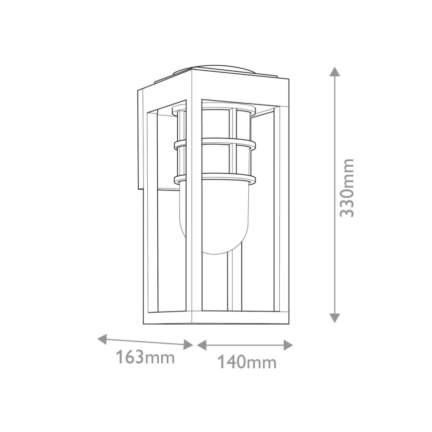 Kichler - Vägglampa för utomhusbruk HONE 1xE27/60W/230V IP44 svart