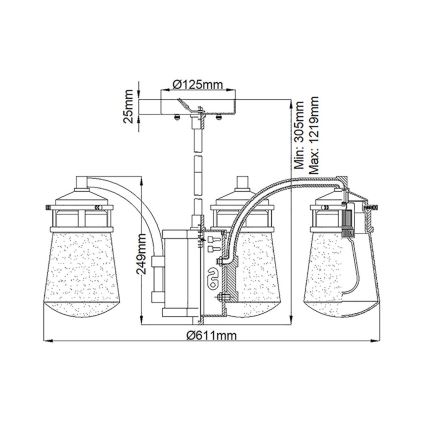 Kichler - Utomhusljuskrona på stolpe LYNDON 5xE27/60W/230V IP44