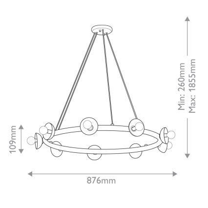 Kichler - Ljuskrona på vajer PALTA 9xE14/40W/230V guldig