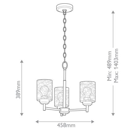 Kichler - Ljuskrona på kedja WINSLOW 3xE27/60W/230V diameter 45,8 cm mässing