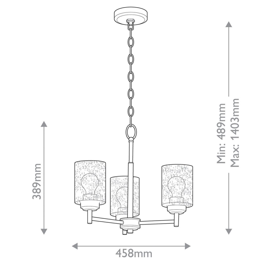 Kichler - Ljuskrona på kedja WINSLOW 3xE27/60W/230V diameter 45,8 cm mässing