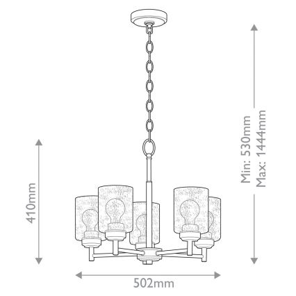 Kichler - Ljuskrona på kedja WINSLOW 5xE27/60W/230V diameter 50,2 cm mässing