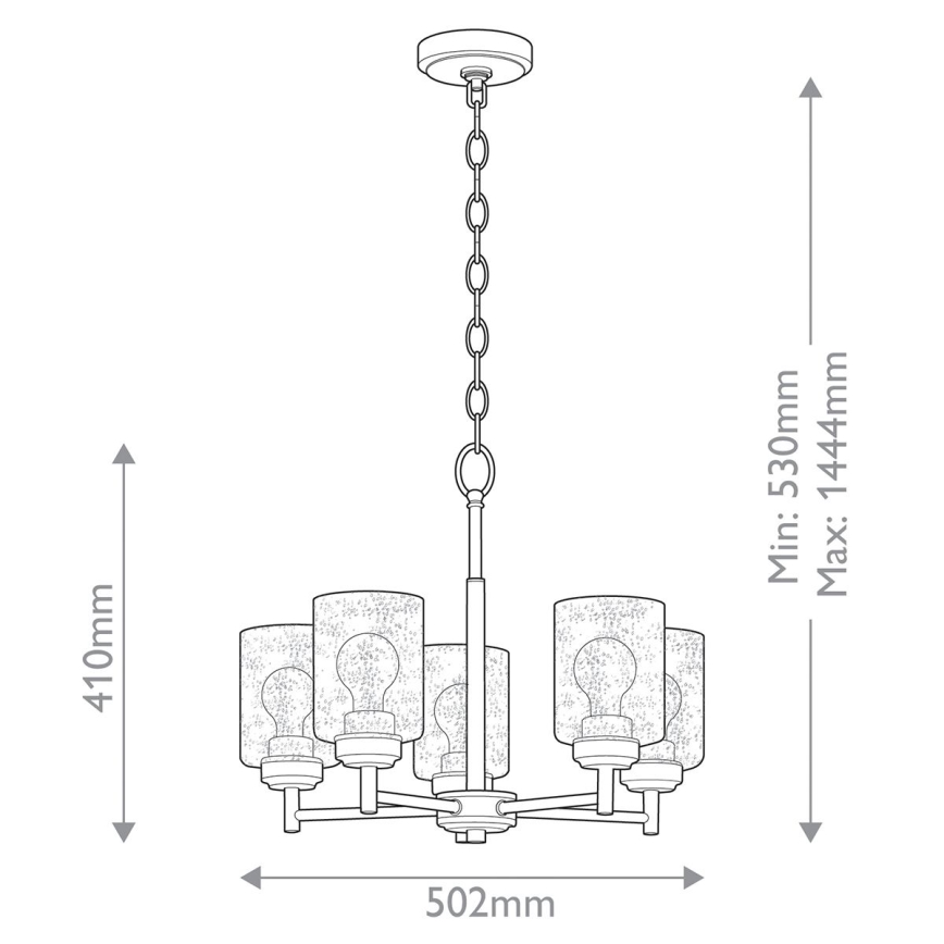 Kichler - Ljuskrona på kedja WINSLOW 5xE27/60W/230V diameter 50,2 cm mässing