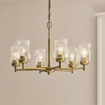 Kichler - Ljuskrona på kedja WINSLOW 6xE27/60W/230V diameter 66 cm mässing