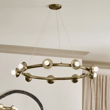 Kichler - Ljuskrona på vajer PALTA 9xE14/40W/230V guldig