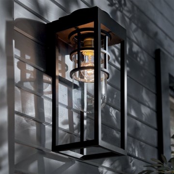 Kichler - Utomhusvägglampa HONE M 1xE27/60W/230V IP44 svart