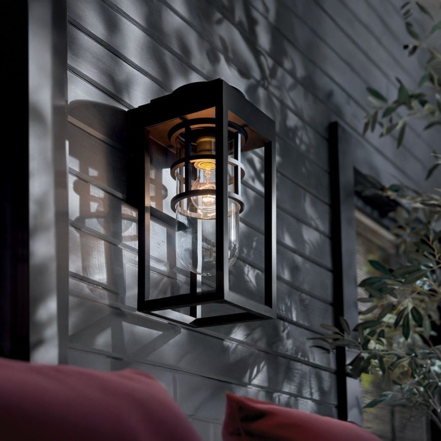 Kichler - Utomhusvägglampa HONE S 1xE27/60W/230V IP44 svart