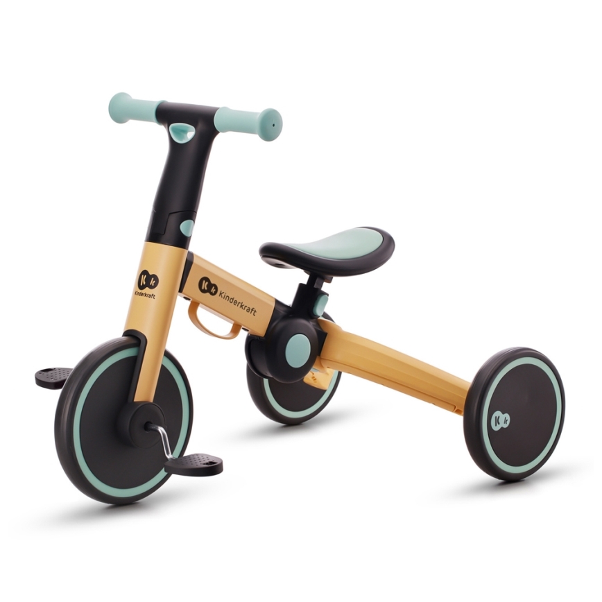 KINDERKRAFT - Balanscykel för barn 3i1 4TRIKE gul/mint