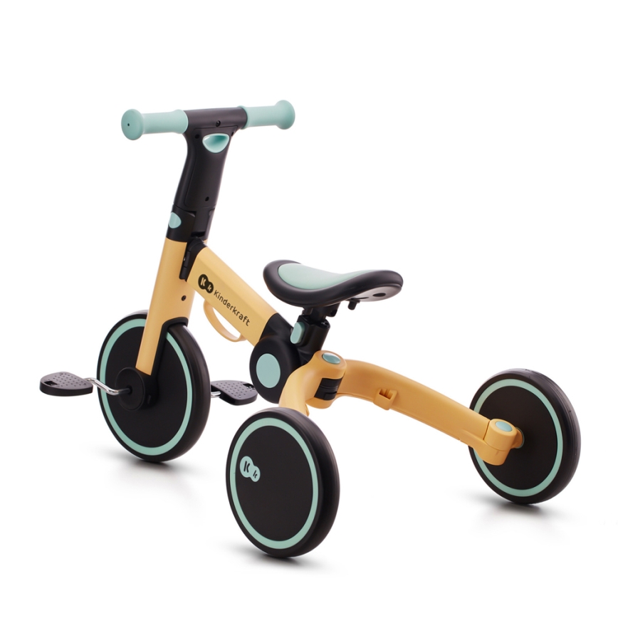 KINDERKRAFT - Balanscykel för barn 3i1 4TRIKE gul/mint
